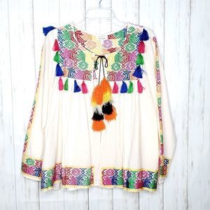 Velzera Bright BohoTassle Tie Swing Jacket Size Large